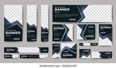 set of corporate web banners of standard size with a place for photos. Vertical, horizontal and square template
