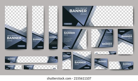 set of corporate web banners of standard size with a place for photos. Vertical, horizontal and square template
