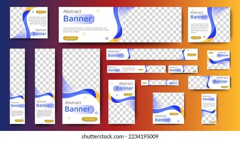 set of corporate web banners of standard size with a place for photos. Vertical, horizontal and square template.	
