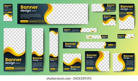 set of corporate web banners of standard size with a place for photos. Vertical, horizontal and square template. vector