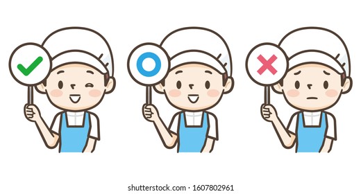 Set of correct and incorrect answers for the cook
