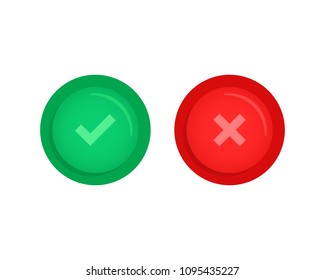 set of correct or incorrect button. concept of do's and don'ts like can and can't or negative and positive. flat simple trend modern logotype graphic art ui website design isolated on white background