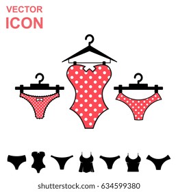 Set of Corrective Lingerie Vector Icon on White Background. Modern Youth Underwear Clothes Collection