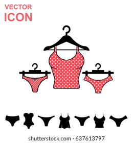 Set of Corrective Lingerie Vector Icon on White Background. Modern Youth Underwear Clothes Collection