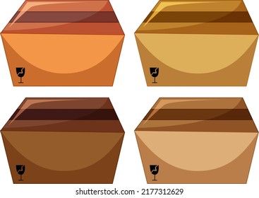 Set of corrugated box on white background illustration