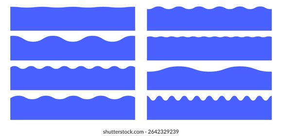 Conjunto de rodapés separadores ondulados, divisores modernos formas vetor ilustração