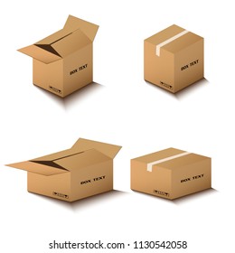 
set 
corton box, postal packing, box on white background, vector illustration