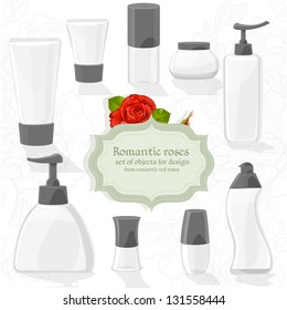 Set cosmetic bottles of different shapes for your design