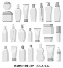 Set of cosmetic bottles, isolated on white for your design 
