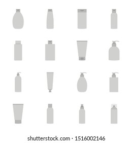 Set of cosmetic bottles vector silhouettes