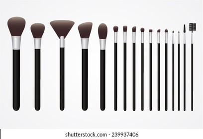 Set of Cosmetic Brushes for Make up