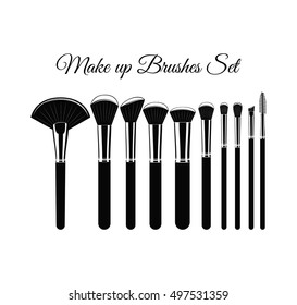 Set of Cosmetic Brushes for Make up. Isolated On White