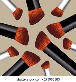 Set of cosmetic brushes, makeup brush, transparent, with natural bristles. Vector. Brushes in the concept of advertising. Cosmetic products fashion, woman symbol blush beauty flour icon.
