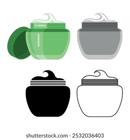 A set of cosmetic cream icons. Face, hand and body cream. The contour and silhouette of the cosmetic cream. Vector illustration for design and web.