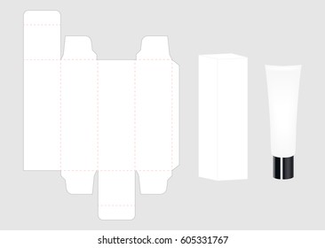 set of cosmetic cream tube and box package