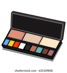 Set of cosmetic eyeshadows isolated on white background. Vector cartoon close-up illustration.