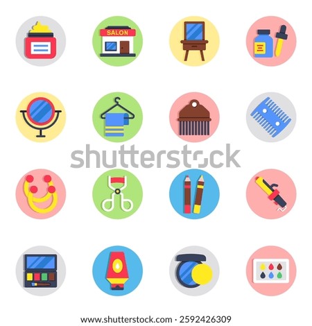 Set of Cosmetic Flat Icons