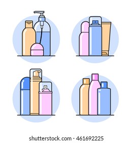 set of cosmetic icons on a white background.