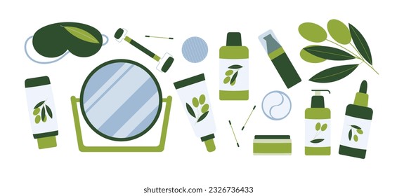 Set of cosmetic items. Skin care. Flat vector illustration.