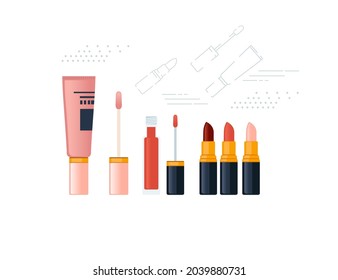 Set of cosmetic items vector illustration on white background