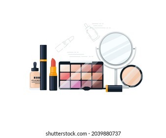 Set of cosmetic items vector illustration on white background