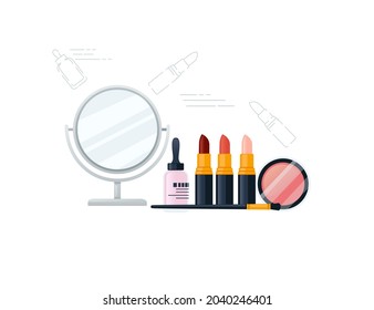 Set of cosmetic items vector illustration on white background