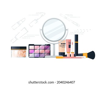 Set of cosmetic items vector illustration on white background