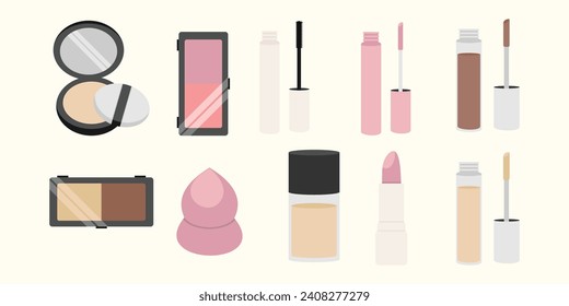 Establecer arte vector de maquillaje cosmético