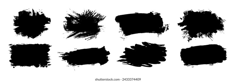 Set of Cosmetic mascara strokes with a frame for text, on transparent background. Realistic mascara smears, vector illustration