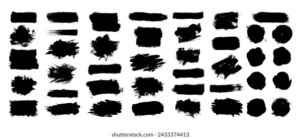 Set of Cosmetic mascara strokes with a frame for text, on transparent background. Realistic mascara smears, vector illustration