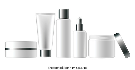 set of cosmetic mock up isolated on white background - vector illustration