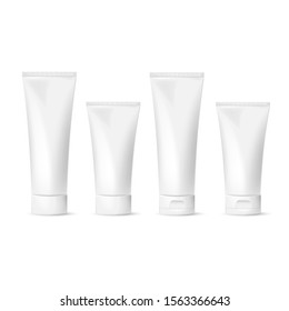 Set Cosmetic package for cream, soups, foams, shampoo isolated on white background. Vector illustration. Eps 10.