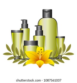 set of cosmetic packages template of plastic containers bottles tubes