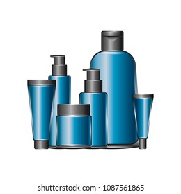 set of cosmetic packages template of plastic containers bottles tubes