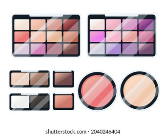 Set of cosmetic palette vector illustration on white background