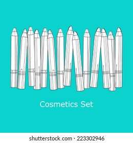 A set of cosmetic pencils. the idea of Ã?Â¢??Ã?Â¢??the project design