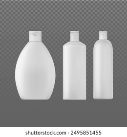 a set of cosmetic product bottle mockups on a gray background.