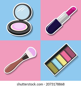Set of cosmetic products on a bright background. Vector illustration.