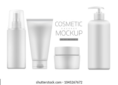 Set of cosmetic products on a white background. 