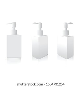 set of cosmetic products on a white background. Cosmetic Package Collection for cream, soups, foams, shampoo. Object, shadow, and reflection. Poduct Design Vector Illustration