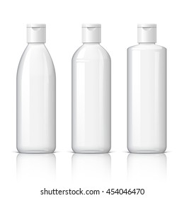 set of cosmetic products on a white background. Cosmetic package collection for cream, soups, foams, shampoo. Object, shadow, and reflection on separate layers. vector illustration.