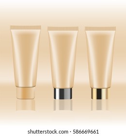 set of cosmetic products on a white background. Cosmetic package collection for cream, soups, foams, shampoo. vector illustration