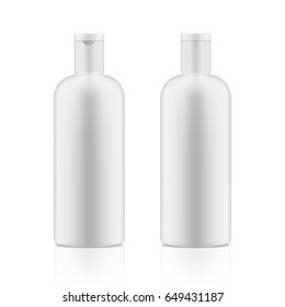 Set of cosmetic products on a white background. Cosmetic package collection for cream, soups, foams, shampoo. Object, shadow, and reflection on separate layers. vector illustration.