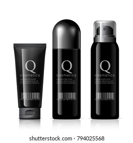 set of cosmetic products on a white background. Cosmetic package collection for cream, soups, foams, shampoo. vector illustration.