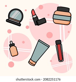 Set of cosmetic and skin care on abstract background. Vector illustration