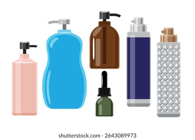 Set of Cosmetic and Skincare Bottles and Containers