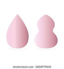 Set of cosmetic sponges of different shapes. makeup tools for mixing foundation, concealer, blush etc. Vector illustration