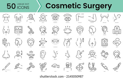 Set of cosmetic surgery icons. Line art style icons bundle. vector illustration