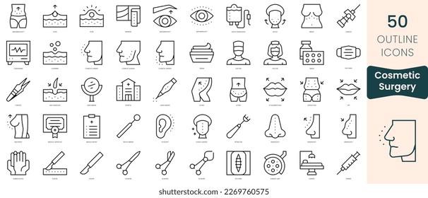 Set of cosmetic surgery icons. Thin linear style icons Pack. Vector Illustration