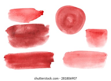 Set of cosmetic texture brush strokes isolated on white. Vector watercolor paint texture. Make up colors.